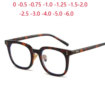 1,56 Асферичните Blu-ray Блокер Квадратни Очила за Късогледство с Нитове За Студенти Минус Лещи, Очила по Рецепта ОТ 0 -0,5 -0,75 ДО -4,0