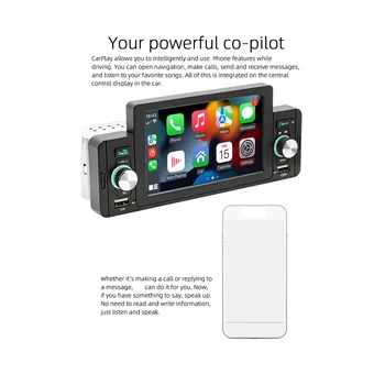 1 Din 5 Инча Авто Радио Кола Стерео Bluetooth MP5 Плейър със Сензорен екран CarPlay Android Auto TF USB FM