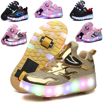 2023 Светеща обувки за ролери За момчета и момичета, Детски светещи колела, маратонки с led подсветка, Спортна зареждане чрез USB, скейтборд