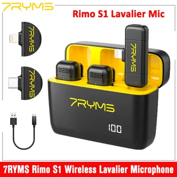 7RYMS Rimo S1 Безжична Петличная микрофон система, Микрофон за запис на аудио-Видео на глас за вашия мобилен телефон iPhone или Android, преносим КОМПЮТЪР