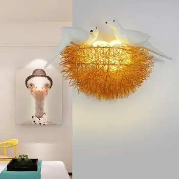 Bird ' s nest led монтиран на стената лампа, детска спалня, кабинет, украса на ресторант, на новост, монтиран на стената лампа с 3D-принтом птици