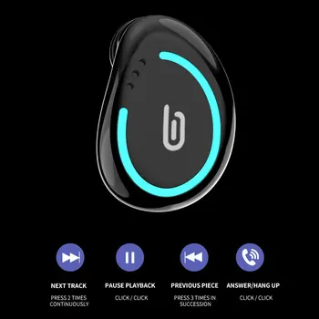 Bluetooth 5,0 Слушалки Стерео Слушалки Безжични музикални втулки Спортни Невидими Втулки Мини Bluetooth слушалка с едно ухо Hi-Fi Звук