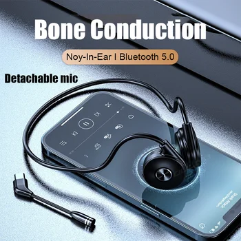 Bluetooth слушалки с костна проводимост, Спортна, за джогинг, Водоустойчива, Безжична, намаляване на шума С микрофон, Висящ на Бас, Стерео уредба