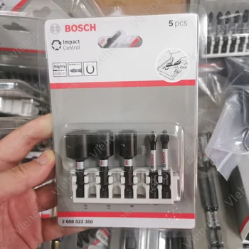 Bosch Professional 2608522350 5 бр. Комплект Отвертки и експлоатирани гнезда с Контрол на Експозиция PZ/PH Бита 50 mm за Пробиване с капаче