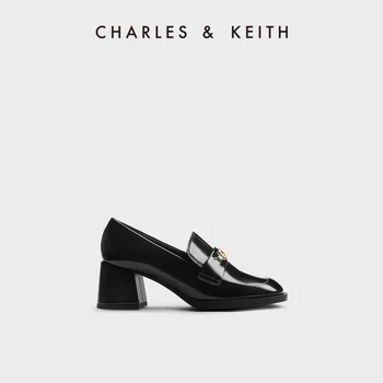CHARLES&KEITH23 / есенна новост CK1-60280401; Лоферы на масивна токчета в стил ретро; дамски обувки в тон;
