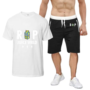 Juice WRLD 2023, Нов Мъжки Летен Комплект спортни облекла с Модерен Принтом, Шорти, Дишаща Тениска с къс ръкав и къси Панталони, Всекидневни Костюми