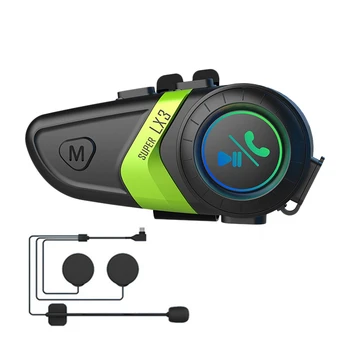 LX3 Каска Bluetooth Слушалка 1200 ма Мотоциклетът BT5.0 Безжичен микрофон Стерео с Защита от смущения Водоустойчив слушалки-B