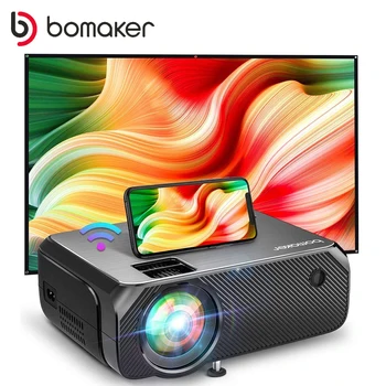 Led проектор BOMAKER Android 10.0 WIFI С поддръжка на Full HD 1080P 300-инчов проектор с голям екран, За домашно кино Smart Video в прожектор