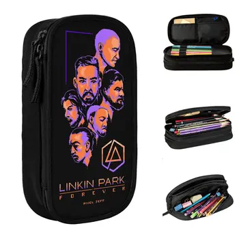 Linkinpark, пеналы в стил Рап-рок, музикална кутия за писалки, дамски чанти за студенти, голям капацитет, училищен козметични калъф за моливи