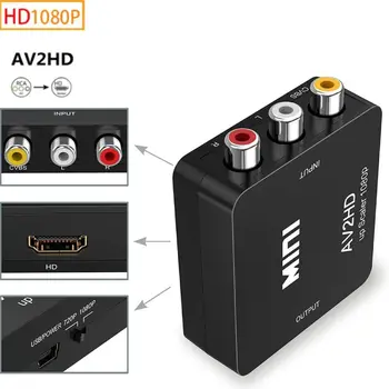 Mini RCA AV to HD-съвместими С AV Масштабатор HD 1080P Видео Composite Конвертор Масштабирующий Адаптер Converter Box Поддръжка на NTSC PAL