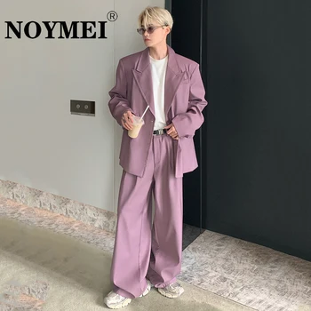 NOYMEI Модерни Елегантни Костюми Мъжки Trend комплект от две части, Нишевый Дизайн, Корейското палто с наплечником, Мъжки Свободни широки панталони WA2611