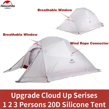 Naturehike outdoor Upgrade Cloud Up Палатка за 1 2 3-ма Серия 20D Силикон Двуслойни Алуминиев Стълб Сверхлегкая Палатка За Къмпинг