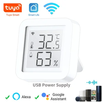 Sasha WIFI Сензор за температура и влажност за автоматизация на умен дом, приложение за дистанционно управление, Поддръжка Алекса Google Home