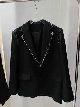TD9053 Модерен мъжки палта и якета 2023 за модния подиум от полупрозрачен жаккардовой окото, нов китайски годишният свободен костюм дантела