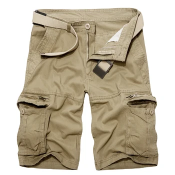 TPJB Летни Мъжки Памучни Армейските шорти-карго дължина до коляното, мъжки ежедневни Панталони с много джобове, свободни панталони, Панталони-Бермуди, Дропшиппинг