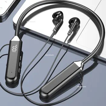 TWS Магнитни слушалки Bluetooth 5.2 Безжични слушалки с шейным ръб, Спортна слушалки за джогинг, Водоустойчиви слушалки, безжични с микрофон