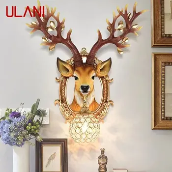 ULANI Модерен стенен лампа с елени, led креативен интериорен тела-аплици от смола, за дома, всекидневна, коридор, на фона на декор