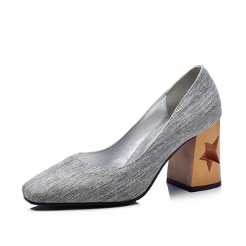 Zapatos De Mujer, Нова дамски обувки, Обувки-лодка на дебел висок ток, Офисна Кариера, Вечерни сватбени обувки, Дамски обувки с квадратни пръсти, Големи размери 32-48 581
