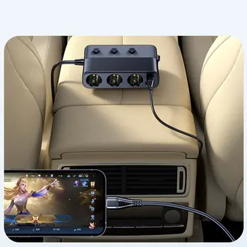 Авто Сплитер Зарядно устройство за Кола Ивица на Запалката Бързо Зареждане на 3,0 И USB C 20 W Адаптер за Зарядно устройство 128 W Висока Мощност 12 v/24 В С 3 Контакти