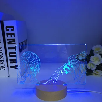 Аниме 3D Настолна Лампа Акрилна Дървена Нощна Лампа за Домашен интериор Светлина Готин Детски Подарък Манга AOT Night Light Дропшиппинг