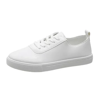 Бели дамски вулканизированные обувки Големи размери, пролет-есен, Нови дизайнерски спортни ежедневни обувки на плоска подметка с шнур, маратонки за жени