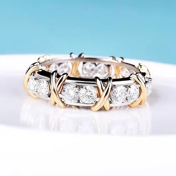 Влюбените, 10-каратово злато пръстен с диамант Eternity Lab от сребро 925 проба, годежни пръстени за жени, мъжки бижута за годеж