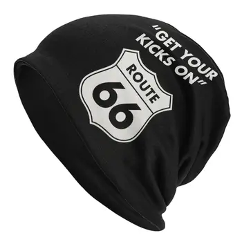 Да Получите Удоволствие От Route 66 Beanies Шапки S, за Мъже И Жени, Модерен Зимни Топло Вязаная шапка Унисекс за Възрастни, Шапки-абсорбатори за магистрали САЩ