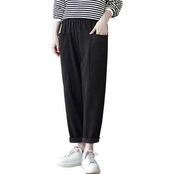 Дамски Обикновена спортни панталони от художествената задължителен в Ретро стил с Еластичен колан и джобове в стил шаровар