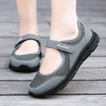Дамски обувки, дишаща мрежа, лека мека подметка, удобни ежедневни обувки за ходене, 5 цвята, размер голям 35-42