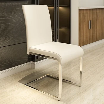 Дизайнерски кожени трапезни столове Акцент Офис шезлонг, Метални столове за всекидневна Ергономични съответствие с Минималистичен дизайн