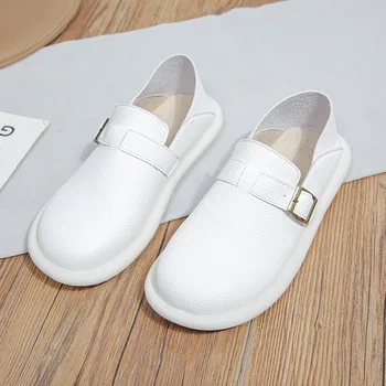 Ежедневни Дамски обувки на плоска подметка от мека кожа, лятото 2023, Новост, Японската Дамски обувки с Катарама на Колана, Обувките в стил 