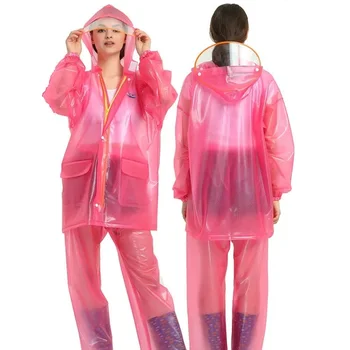 Жена Дъждобран с джоб за момичета и качулка, Непромокаемая яке от дъжд с панталони, комплект костюми