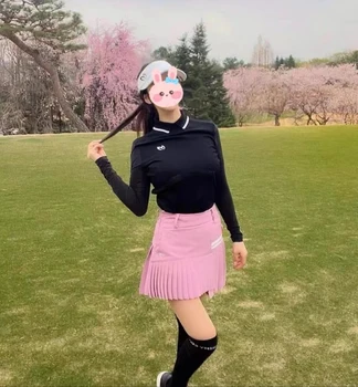 Жена вязаный топ MASTER БЪНИ Golf с дълъг ръкав, лятна мода 2023, Елегантен топ от ледената коприна, Ежедневни универсална Нова тениска за тренировки по голф