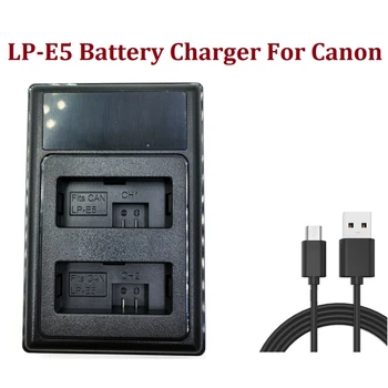 Зарядно Устройство LP-E5 USB Двойно Зарядно устройство За Canon EOS T1I XS Бунтовник EOS 450D 500D 1000D Заместване Зарядно За цифров фотоапарат