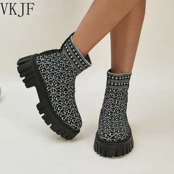 Зима 2023, Нова мода дамски ежедневни обувки на платформа, лека спортни обувки на дебелите обувки, Ежедневни дамски обувки на платформа, обувки