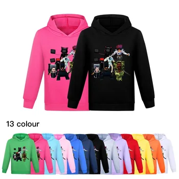 Играта SKIBIDI TOILET SPEAKER MAN/Пролет-есен дрехи за малките момичета, Ежедневни памучни блузи, hoody за деца, модерен пуловер