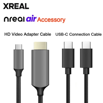 Кабел за предаване на данни XREAL HDMI-Type-C с дължина 1,2 м, кабел за конвертиране на видео с висока разделителна способност с честота 60 Hz, поддържа проекция на екрана 4K за използване с Греда