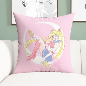 Калъфки за възглавници, Sailor Moon, Декоративни калъфи за възглавници в стил Аниме 45x45, Калъфи за възглавници за легло, Декорация за дома, Къса плюшен калъфка