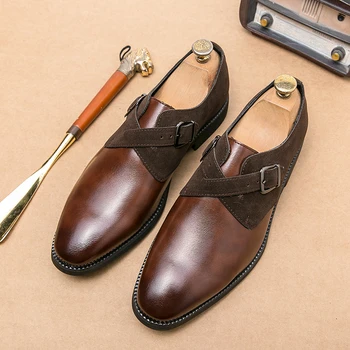 Класически Луксозни мъжки обувки от естествена кожа, вечерни модела обувки с остри пръсти, Модни мъжки ежедневни обувки в бизнес стил, нескользящие мъжки лоферы