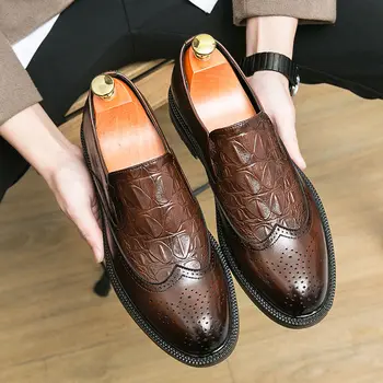 Класически мъжки удобни лоферы без закопчалка в британския стил, удобна мода ежедневни обувки, Лятна мъжки кожени обувки B103
