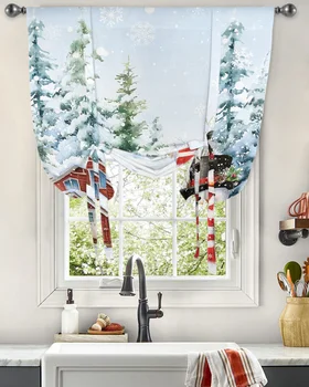 Коледна Снежинка, Ферма, Снежен човек, папийонка, Завеси за хол, спалня, Модерна прозорец завеса, Кухня, Къси завеси
