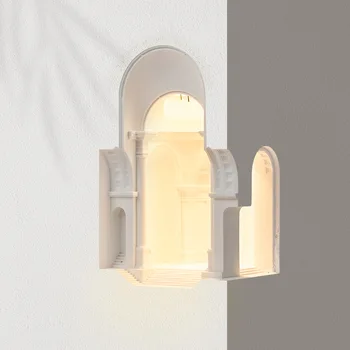 Креативна атмосфера, монтиран на стената лампа в коридора, гипсова лампа, вградена индукционная лампа за монтаж на стена декорация за дома в ъгъла