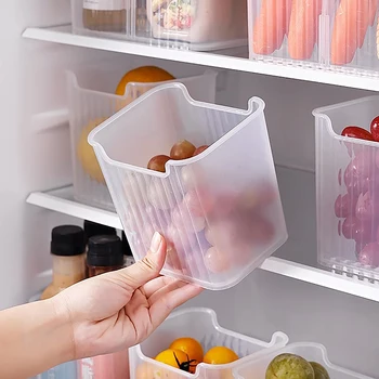 Кутия за съхранение на прясна храна в хладилника, странична задвижваната хладилника, Контейнер за плодове, зеленчуци, подправки, Кухненски органайзер, кутии за съхранение