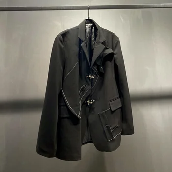 Лоскутная фалшив, нишевый дизайн от 2 теми, Оригинални Елегантни Модни якета за лятото 2024, мъжко стилно палто с високо качество 21F1178
