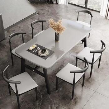 Луксозен Водоустойчив маса и столове за Балкона, Модерен Голям масичка за кафе за дом в селски стил, Кухня, дневна, Ресторант Mesa Comedor Furiture