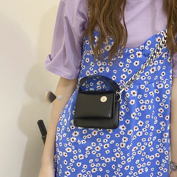 Луксозна Марка дизайнерска чанта през рамо, Модерен персонализирани INS, черни мини чанта на верига, вечерна чанта с машинна текстура