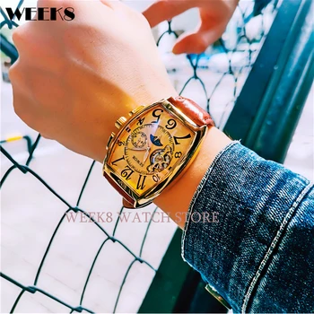Луксозни Автоматични механични часовници за мъже, Ръчни часовници, Реколта ръчни часовници с Турбийоном, Тънък корпус, Мъжки ръчен часовник Със Светещи стрелки