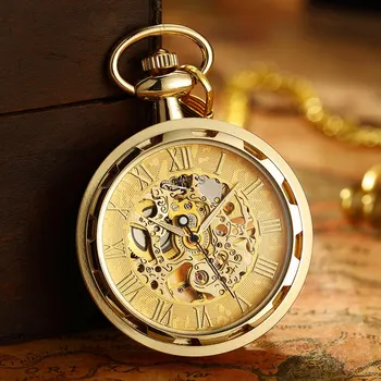 Луксозни Антикварни Механични часовници джоб с виртуален скелет, Мъжки Механичен часовник-ключодържател в стил Steampunk, Часовници с ръчно от Relogio De Bolso