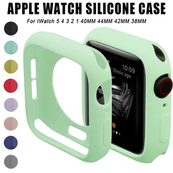 Мек Силиконов калъф За Apple Watch 5 4 3 2 1 42 мм, 38 мм и Защитно покритие на екрана Candy За iWatch 4 5 40 мм 44 мм Броня за Часа
