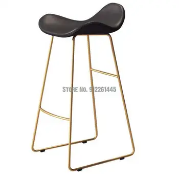 Модерен прост бар стол, скандинавски високо столче, домакински бар стол с мрежа за краката, червен бар стол, стол за рецепция, бар стол